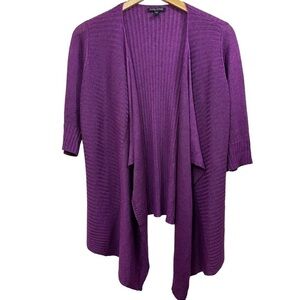 Eileen Fisher Linen Silk Purple Open Front Cardigan Sweater, PS